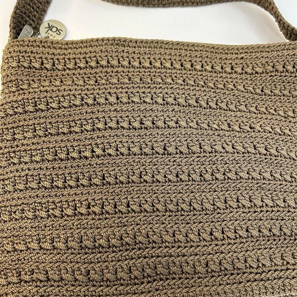 The Sak Women's Taupe Crochet Shoulder Bag with Interior Pocket NWT - Picture 2 of 9